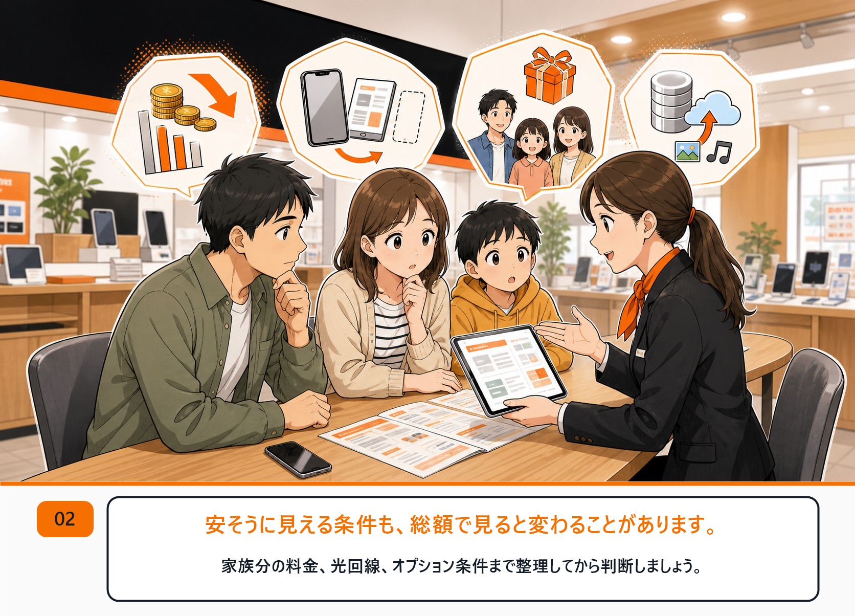 家族割や総額を比較してから乗り換えを判断する漫画